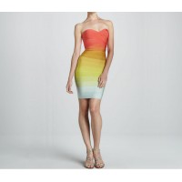 Slim Fit Strapless Color Block Crossing Sleeveless Bandage Dress For Women